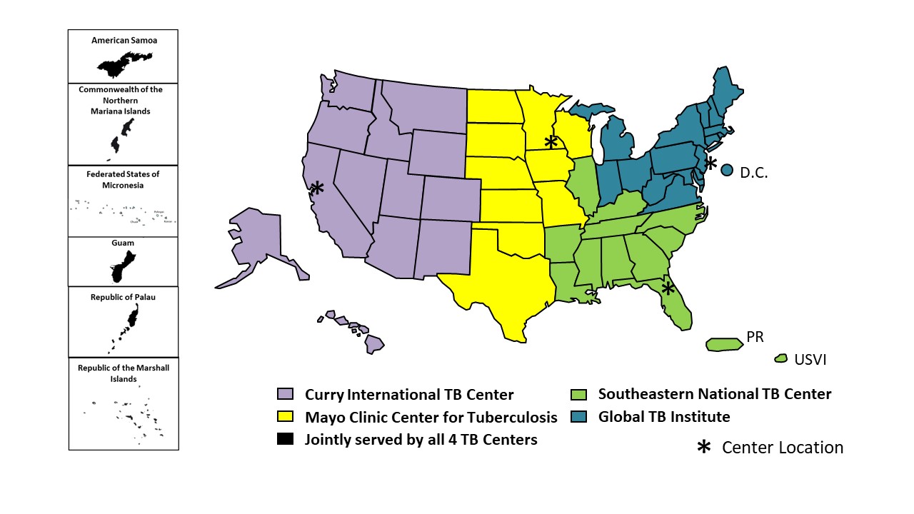 TB Center of Excellence for Training and Medical Consultation Centers 2023 - 2027 Area of Coverage