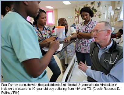 Paul Farmer consults with the pediatric staff at Hopital Universitaire de Mrebalas in Haiti 