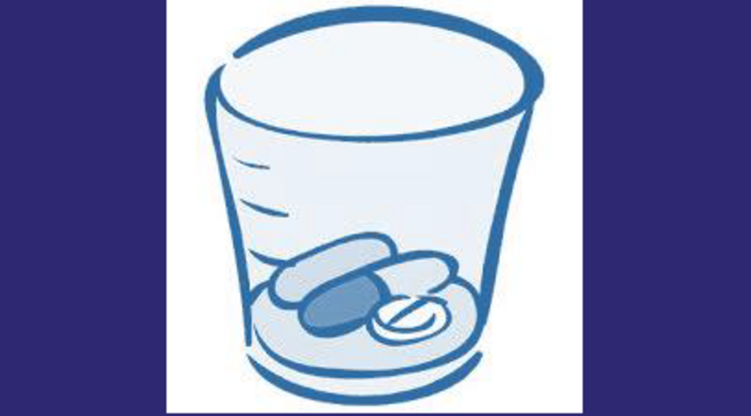 hand drawn tb medications in a small cup